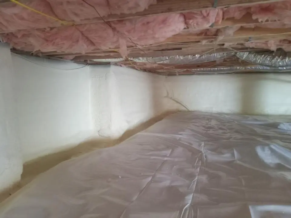 Crawl space encapsulation with closed-cell spray foam for Roof Waterproofing in Forest